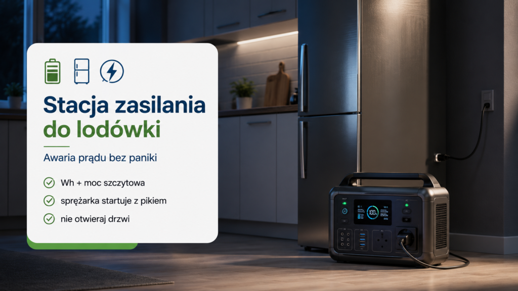         Stacja zasilania podłączona do lodówki podczas awarii prądu