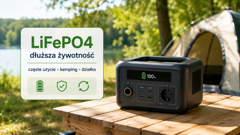 Stacja zasilania LiFePO4 używana podczas kempingu