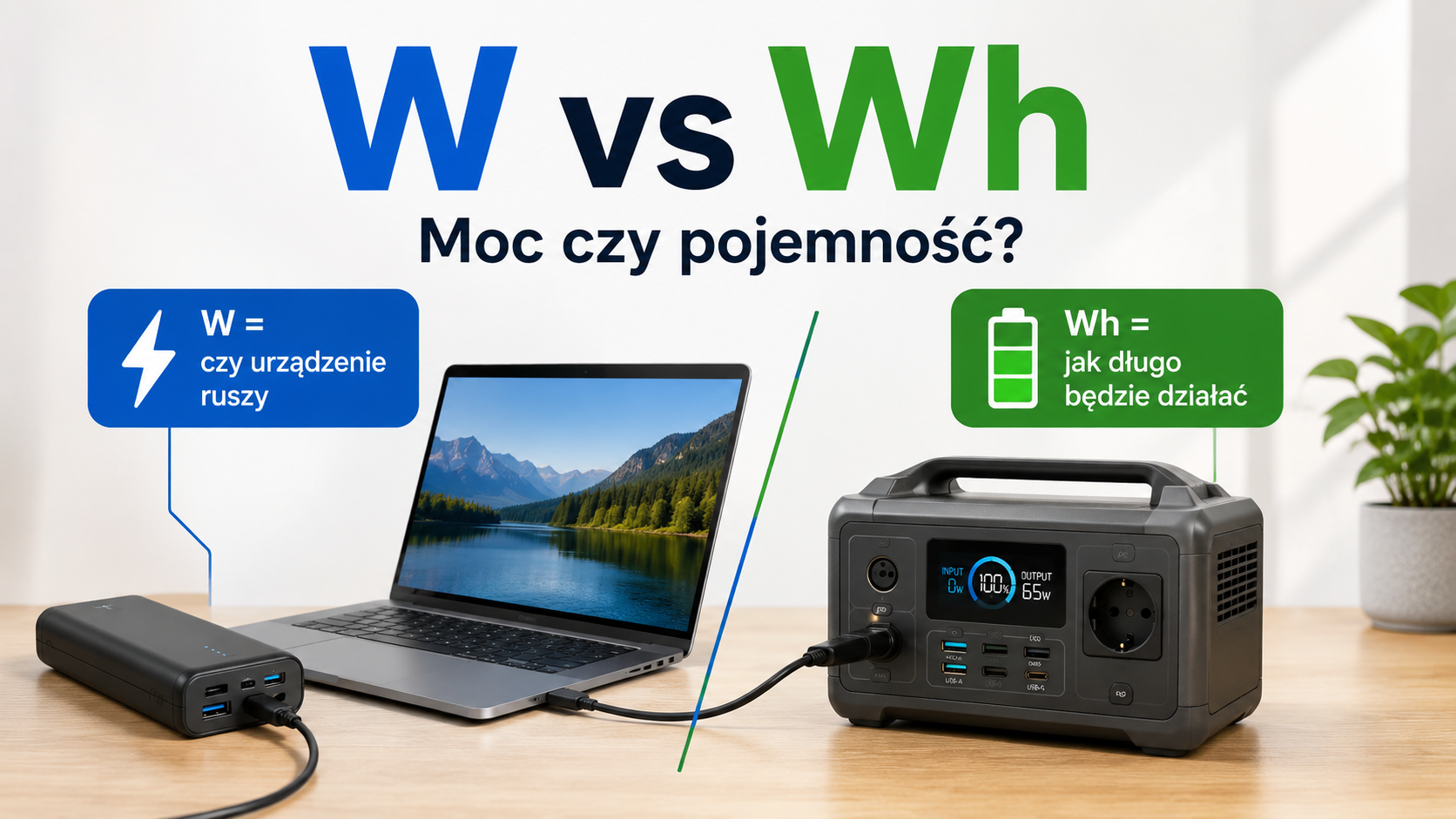 Różnica między W i Wh w powerbankach i stacjach zasilania